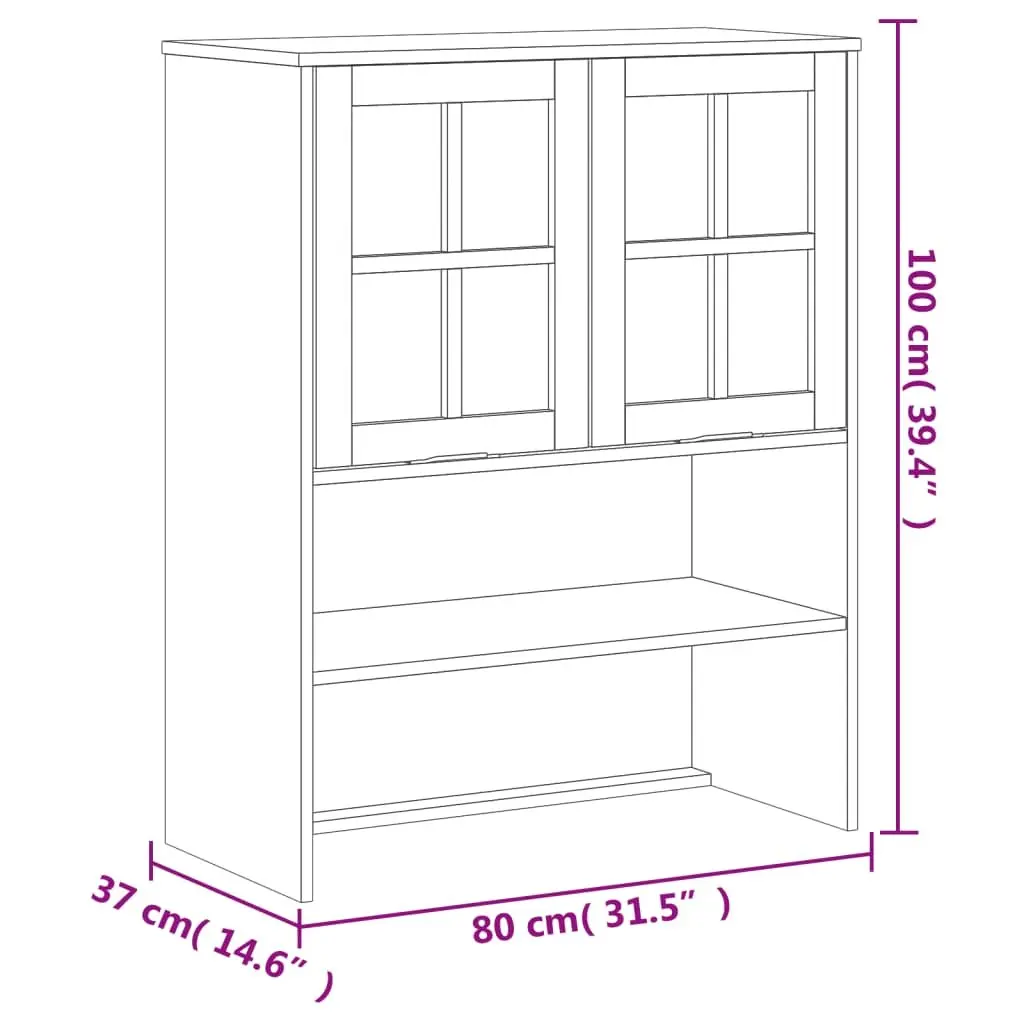 Brown Pine Wooden Highboard Top Cabinet for Living Spaces