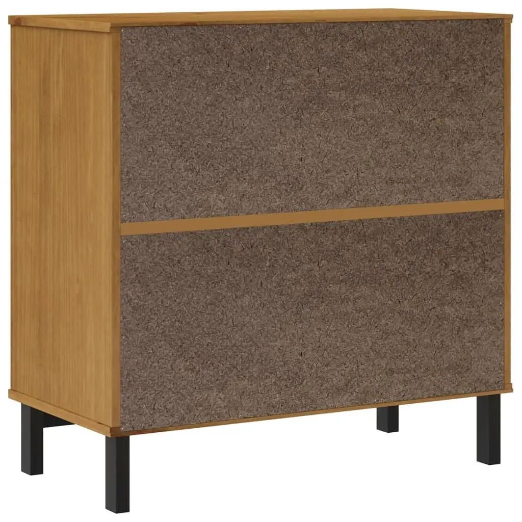 Solid Pine Wood Sideboard Storage Cabinet with Glass Door Brown 80x40x80cm