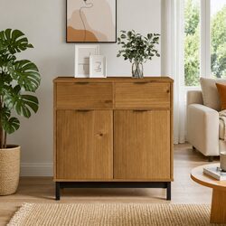 Rustic Brown Pine Sideboard Storage Cabinet