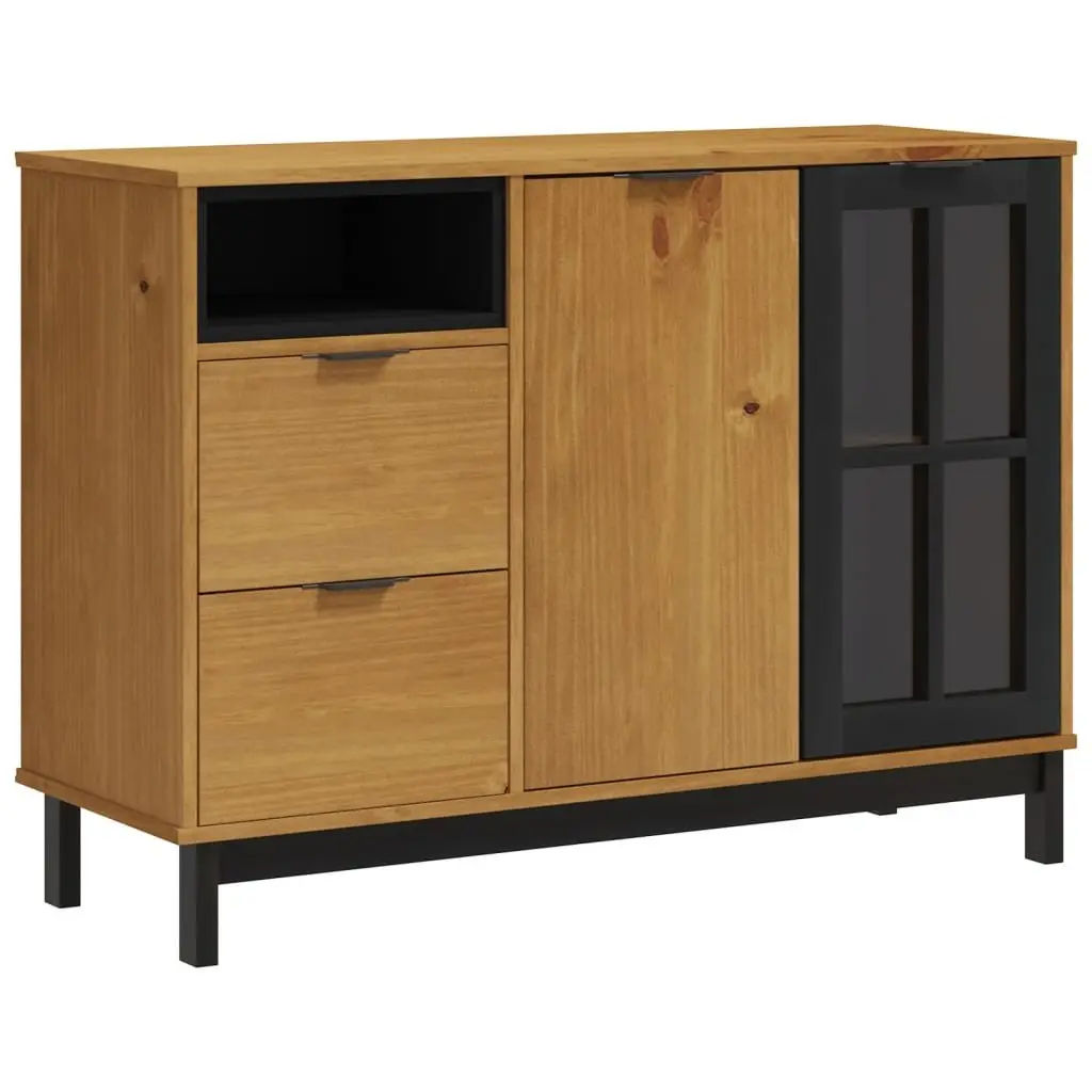 Solid Pine Wood Sideboard Brown 110x40x80cm