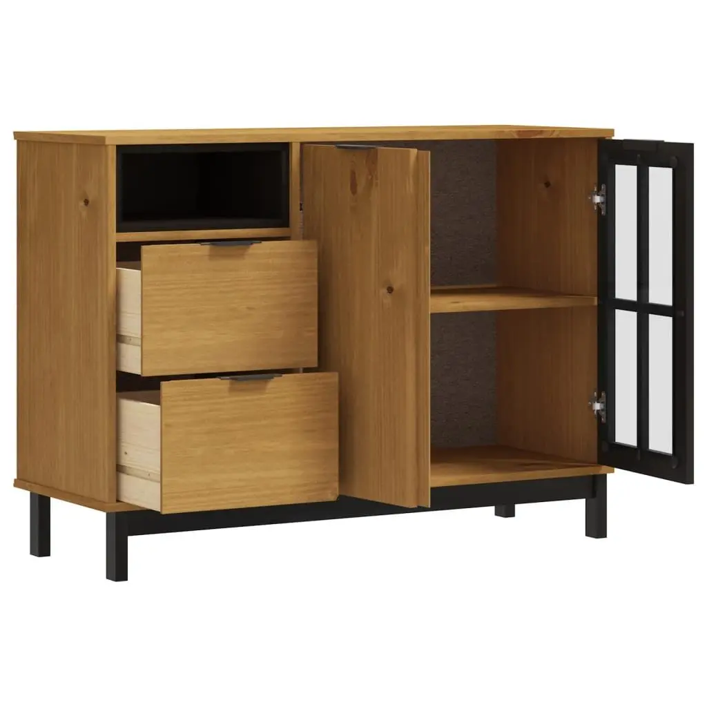 Solid Pine Wood Sideboard Brown 110x40x80cm
