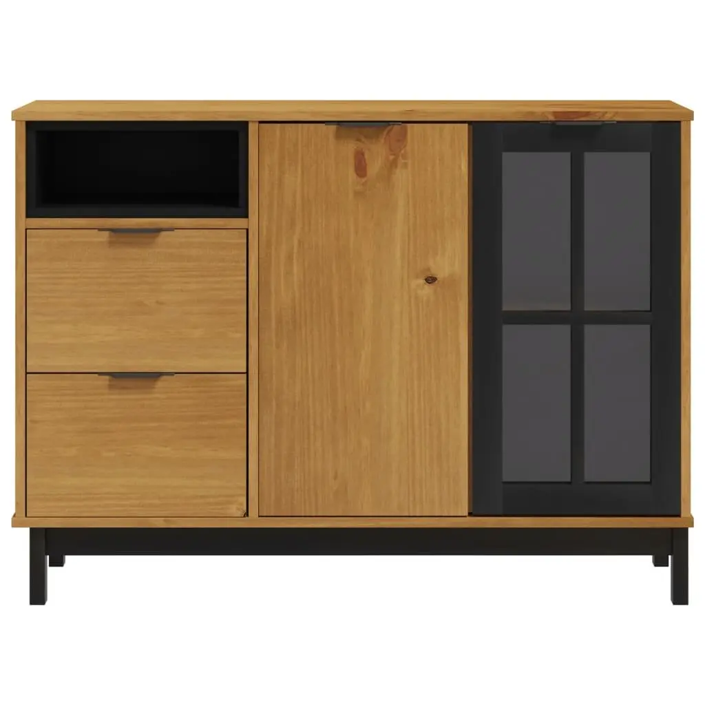 Solid Pine Wood Sideboard Brown 110x40x80cm