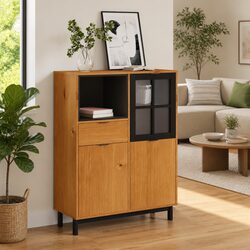 Elegant Brown Wooden Highboard Storage Cabinet