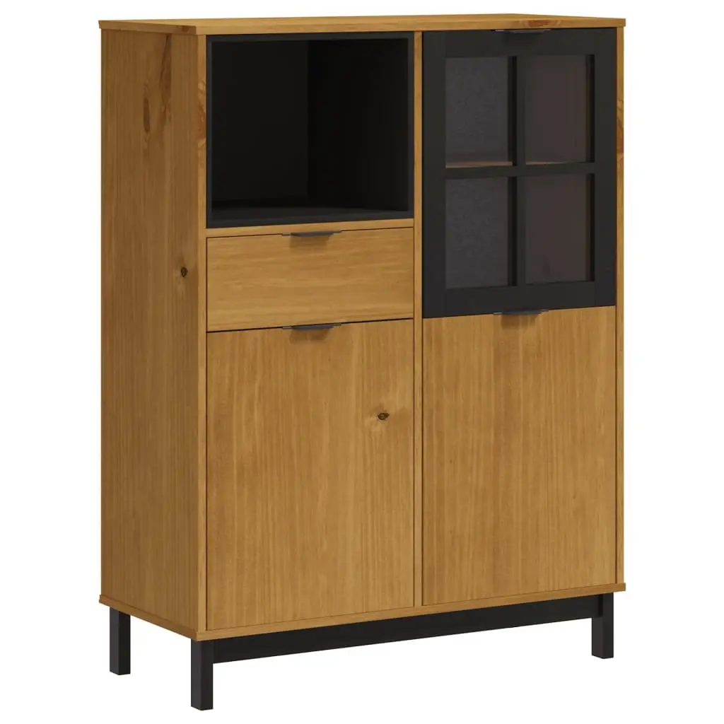 Brown Wooden Highboard Storage Cabinet