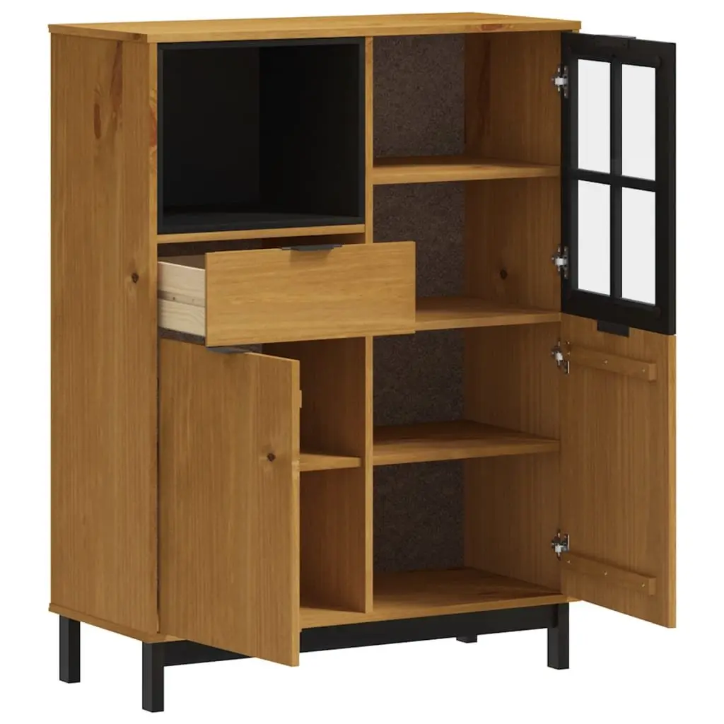 Brown Wooden Highboard Storage Cabinet