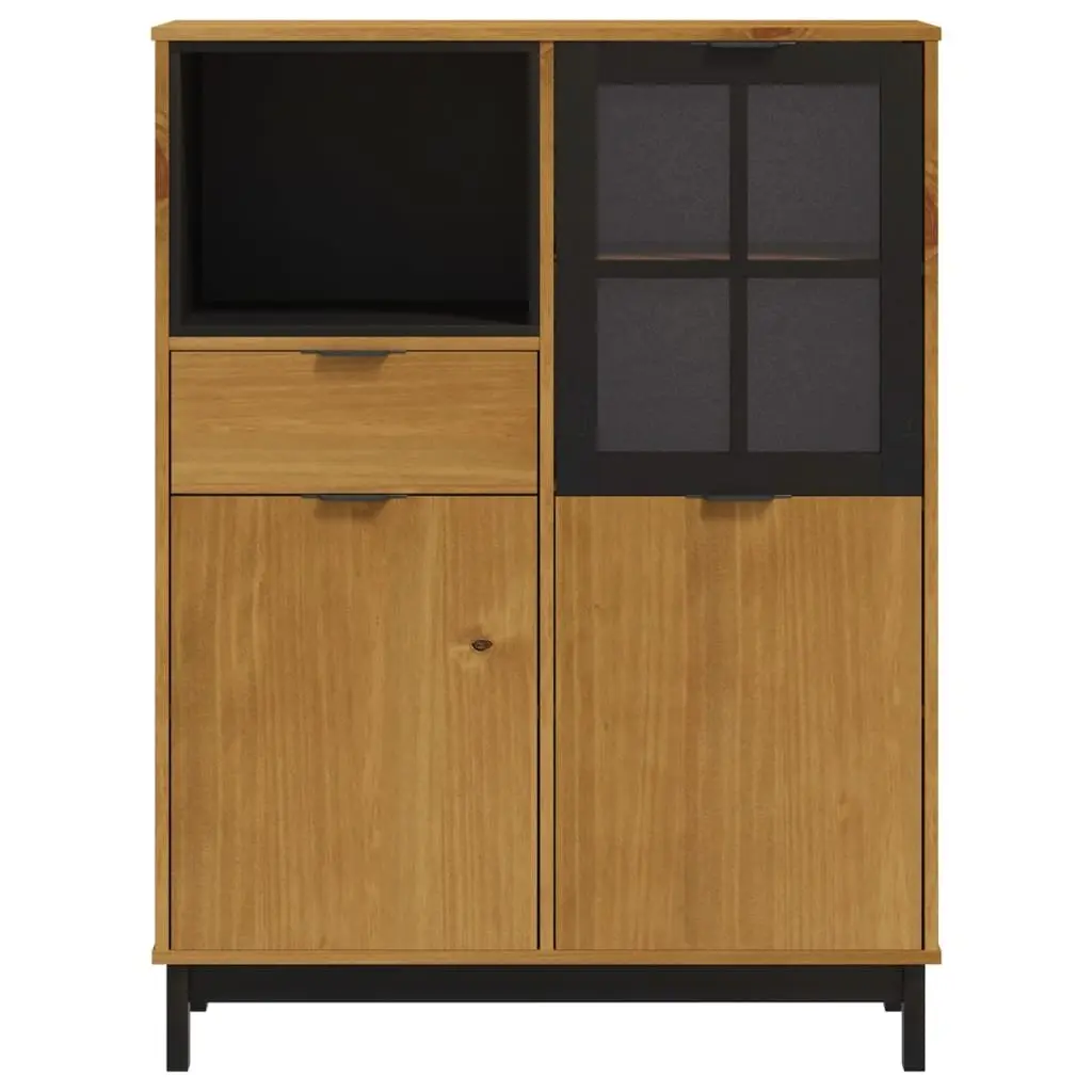 Brown Wooden Highboard Storage Cabinet