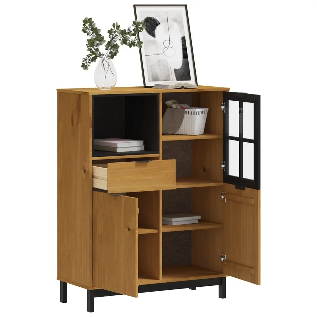 Brown Wooden Highboard Storage Cabinet