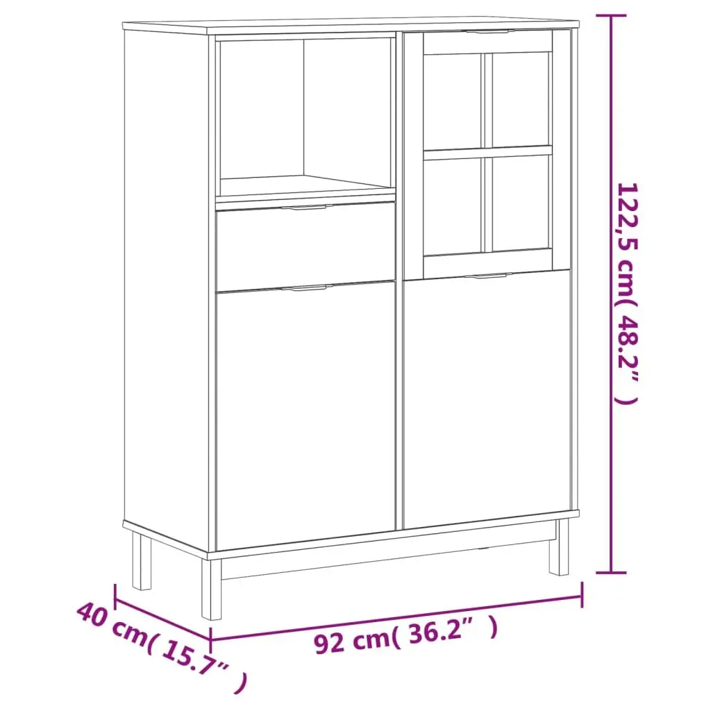 Brown Wooden Highboard Storage Cabinet