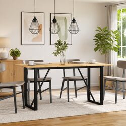 Industrial Black Steel O-Frame Dining Table Legs 120x60x73cm