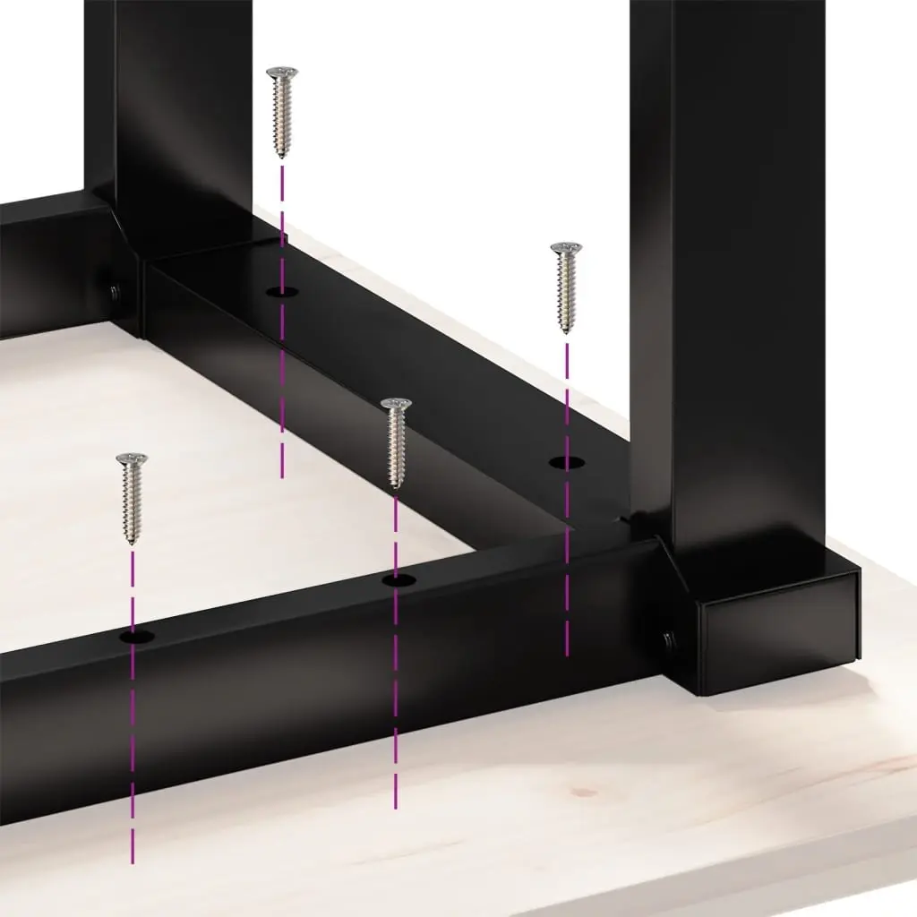 Steel O-Frame Dining Table Legs Industrial Black 120x60x73cm Powder-Coated Steel