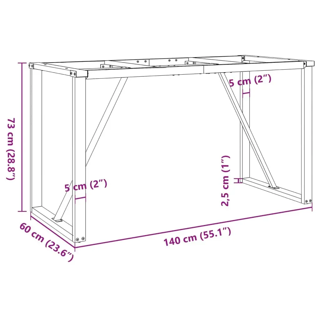 O-Frame Dining Table Legs 140x60x73 cm Steel Black
