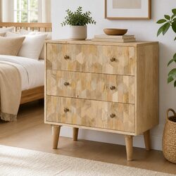 Solid Mango Wood Drawer Cabinet for Cozy Storage