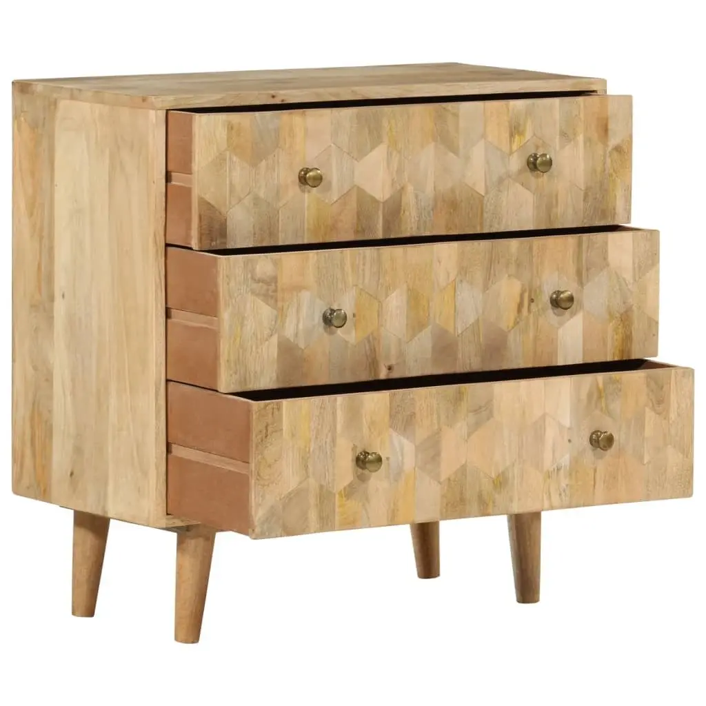 Drawer Cabinet Retro Style 3 Drawers Solid Mango Wood Brown Storage Chest