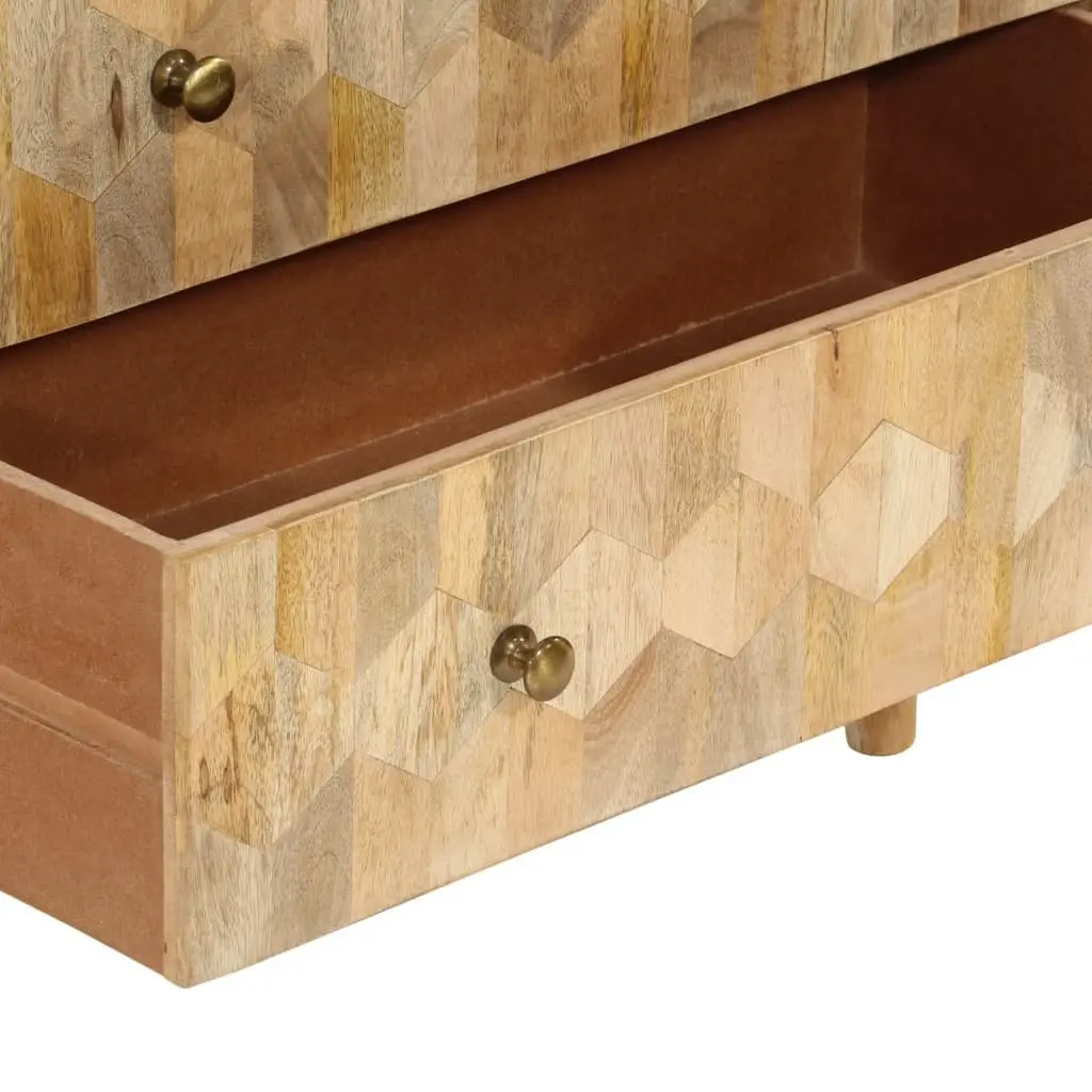 Drawer Cabinet Retro Style 3 Drawers Solid Mango Wood Brown Storage Chest