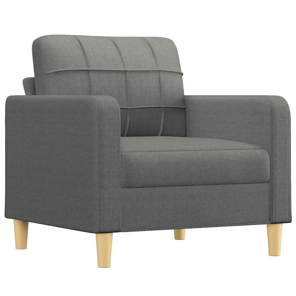Sofa Chair Grey Fabric 60cm Armchair Living Room Seat Padded Lounge Furniture