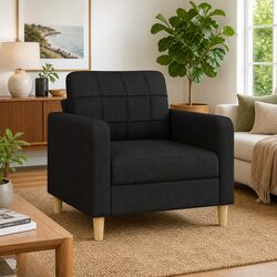 Warm Black Fabric Armchair for Cozy Living Rooms