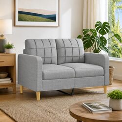 Light Grey Fabric 2-Seater Sofa for Cozy Living Rooms