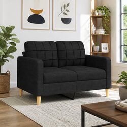 2-Seater Fabric Sofa in Black for Cozy Living Spaces