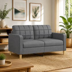 2-Seater Grey Fabric Sofa for Cozy Living Spaces