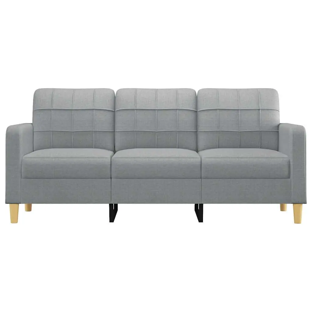 3-Seater Sofa Grey 180cm Fabric Lounge Couch Metal Frame Padded Armrests