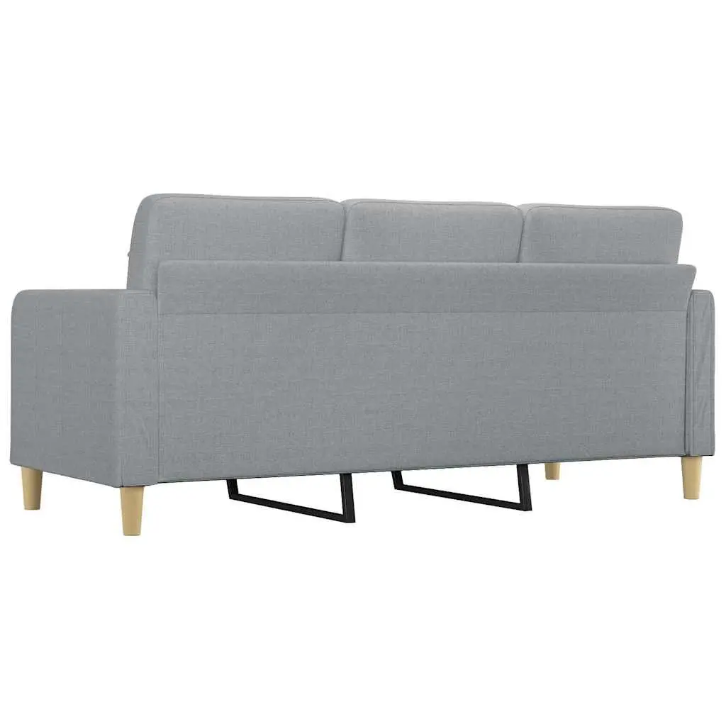 3-Seater Sofa Grey 180cm Fabric Lounge Couch Metal Frame Padded Armrests