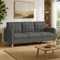 Grey Fabric 3-Seater Sofa for Living Rooms