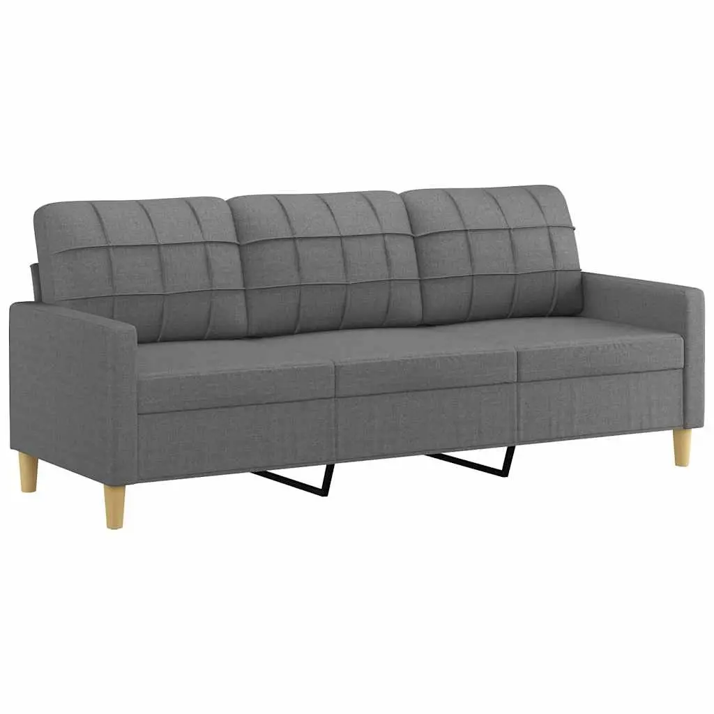 3-Seater Sofa Grey Fabric Lounge Couch Living Room Furniture Modern Design 180cm