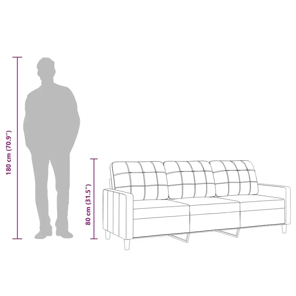 3-Seater Sofa Grey Fabric Lounge Couch Living Room Furniture Modern Design 180cm