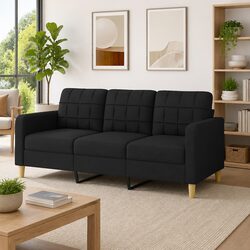 Comfortable 3-Seater Sofa in Black 180cm