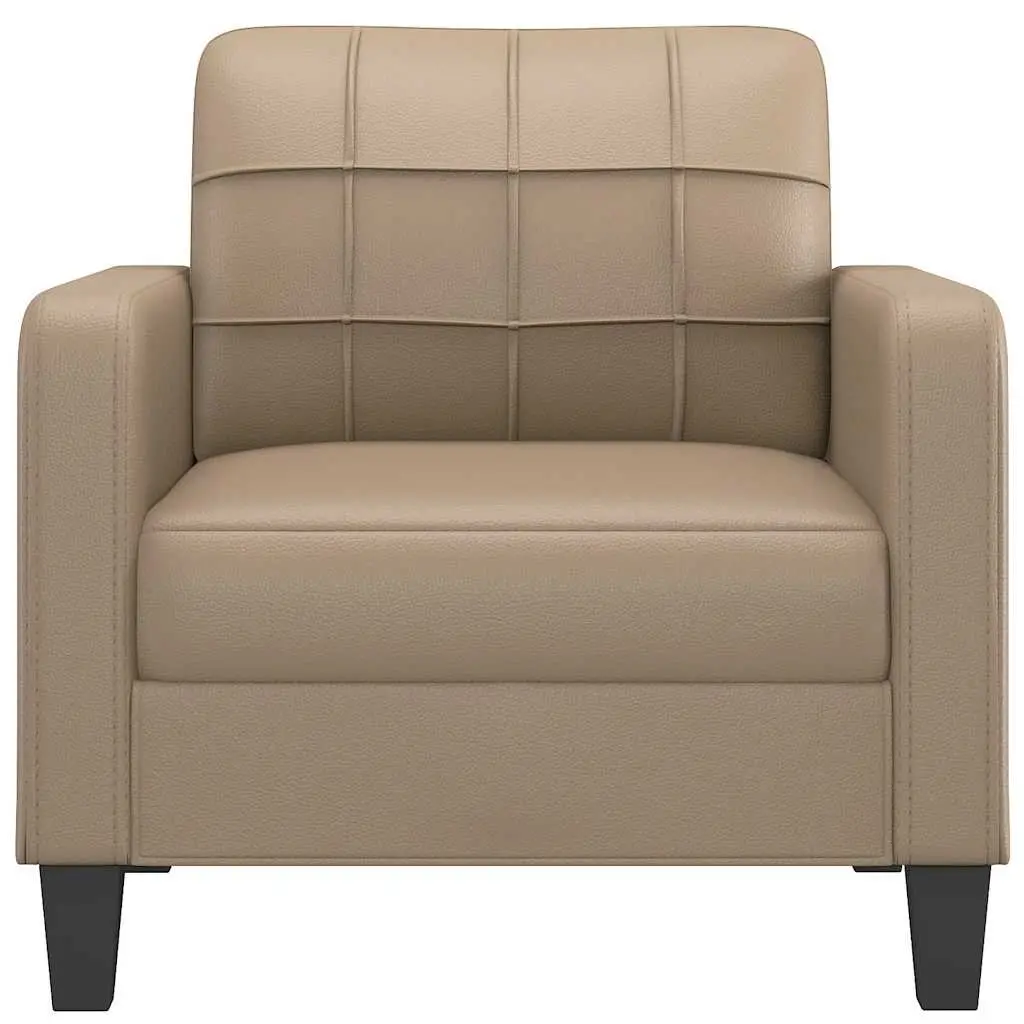 Sofa Chair Brown Faux Leather Modern Lounge Seating 60 cm Metal Frame