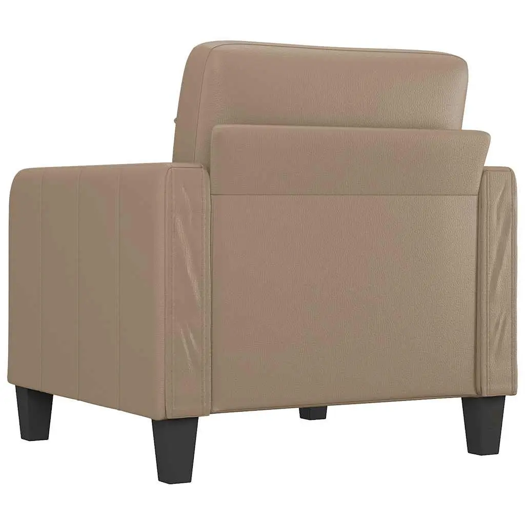 Sofa Chair Brown Faux Leather Modern Lounge Seating 60 cm Metal Frame