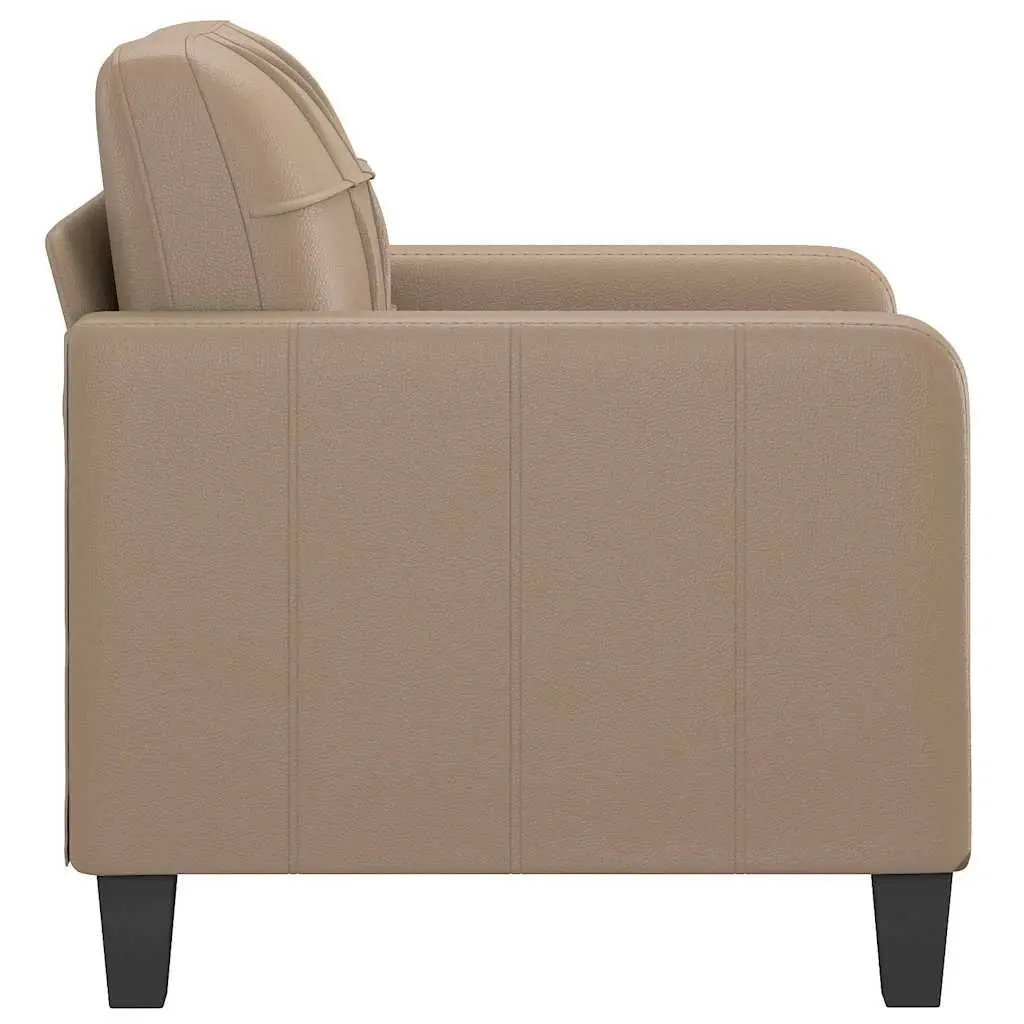 Sofa Chair Brown Faux Leather Modern Lounge Seating 60 cm Metal Frame
