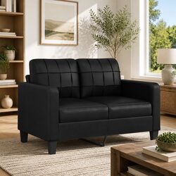 Cozy 2-Seater Sofa in Black Faux Leather