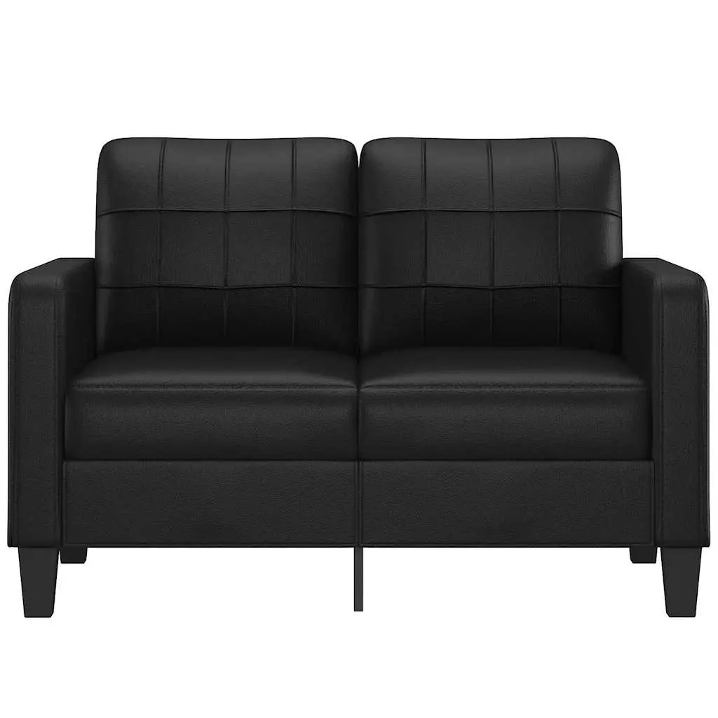 2-Seater Sofa Black Faux Leather 120cm Lounge Couch Durable Living Room Furniture