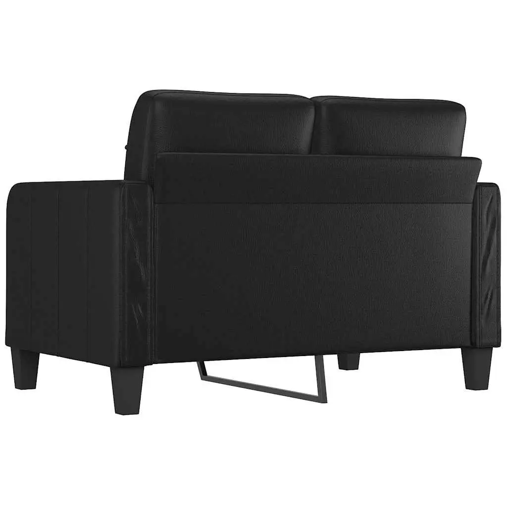 2-Seater Sofa Black Faux Leather 120cm Lounge Couch Durable Living Room Furniture