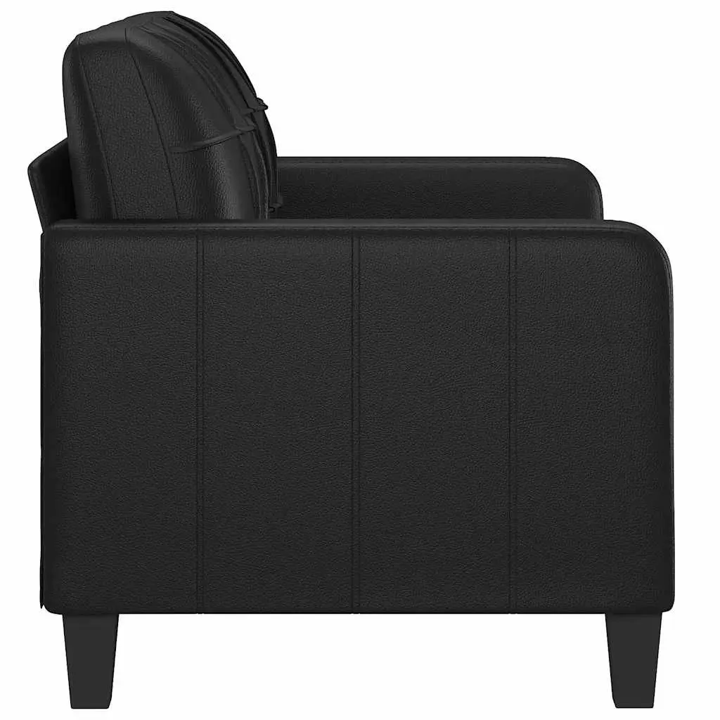 2-Seater Sofa Black Faux Leather 120cm Lounge Couch Durable Living Room Furniture