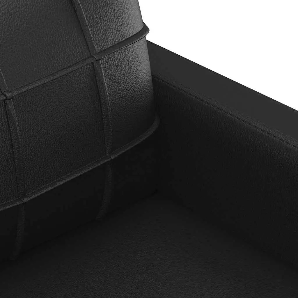 2-Seater Sofa Black Faux Leather 120cm Lounge Couch Durable Living Room Furniture