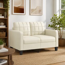 Cream Faux Leather 2-Seater Sofa for Living Spaces