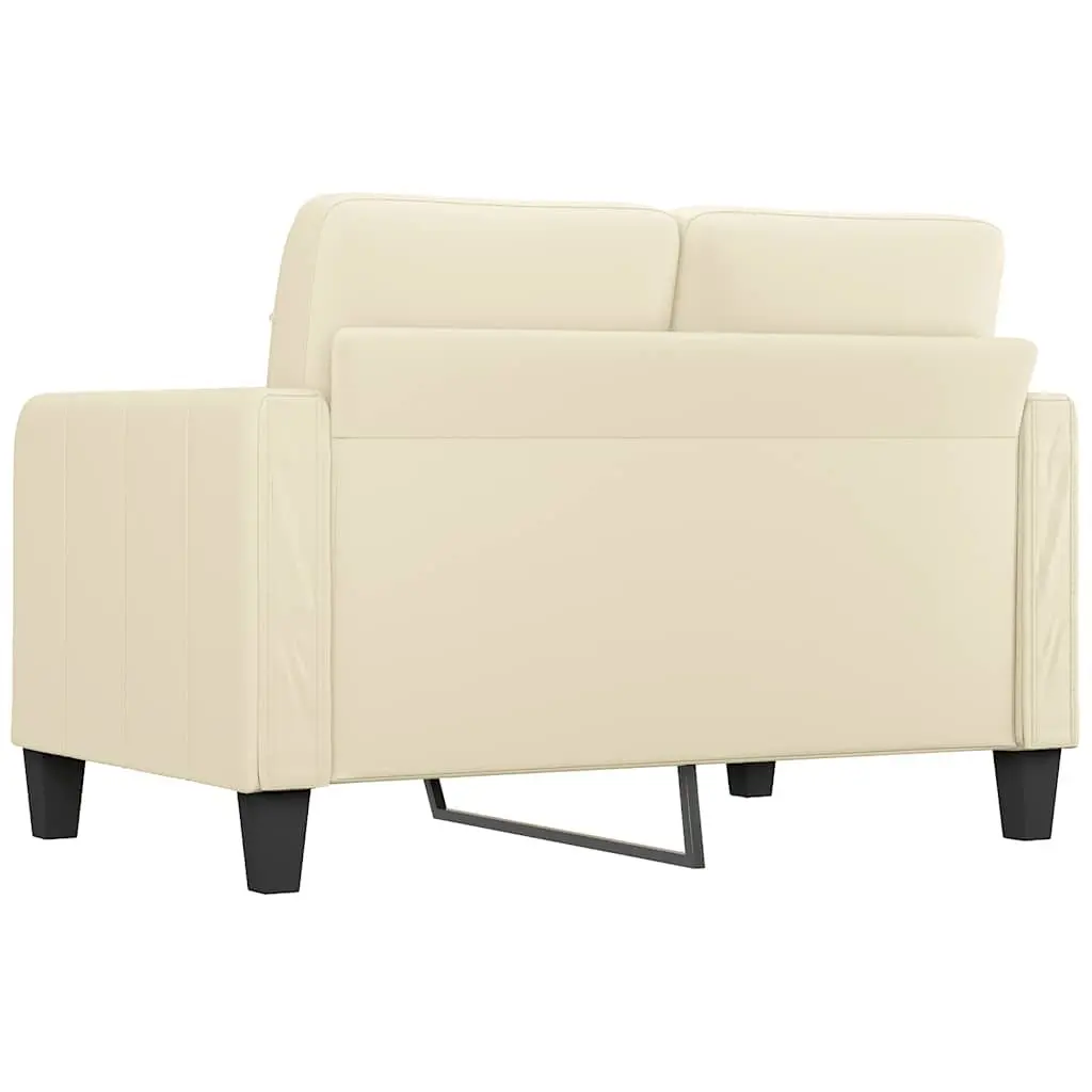 2-Seater Sofa Cream Faux Leather Modern 120cm Metal Frame