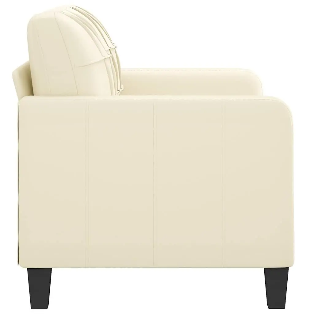 2-Seater Sofa Cream Faux Leather Modern 120cm Metal Frame