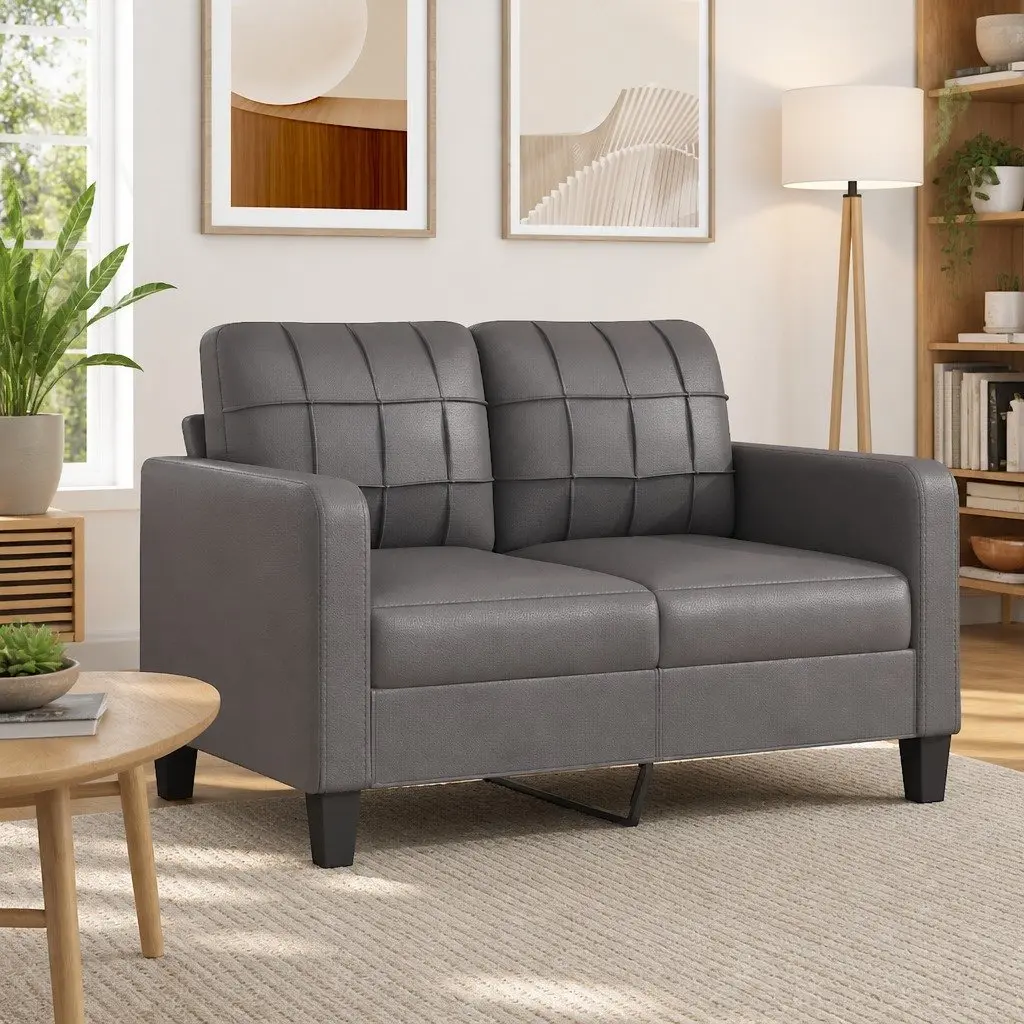 2-Seater Sofa Grey 120cm Faux Leather