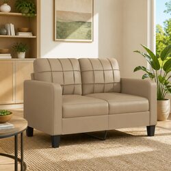 Brown Faux Leather 2-Seater Sofa for Cozy Living Spaces