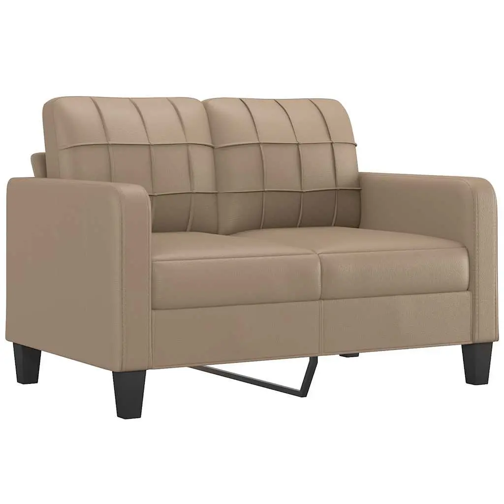 2-Seater Sofa Brown Faux Leather 120cm Metal Frame Modern Lounge Couch