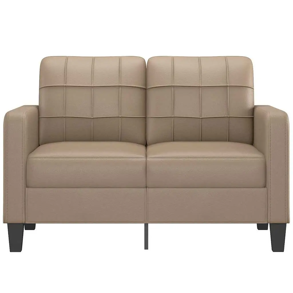 2-Seater Sofa Brown Faux Leather 120cm Metal Frame Modern Lounge Couch