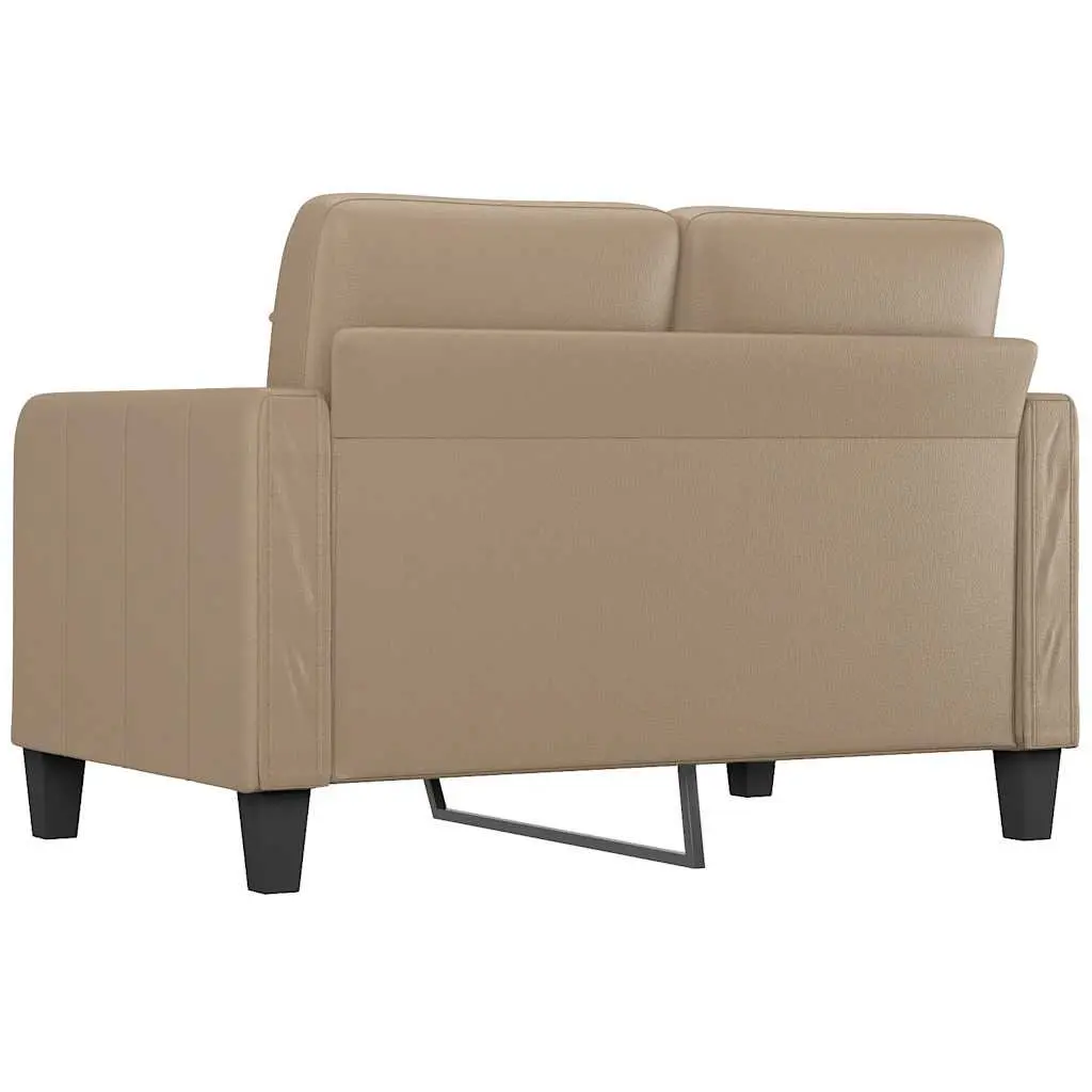 2-Seater Sofa Brown Faux Leather 120cm Metal Frame Modern Lounge Couch