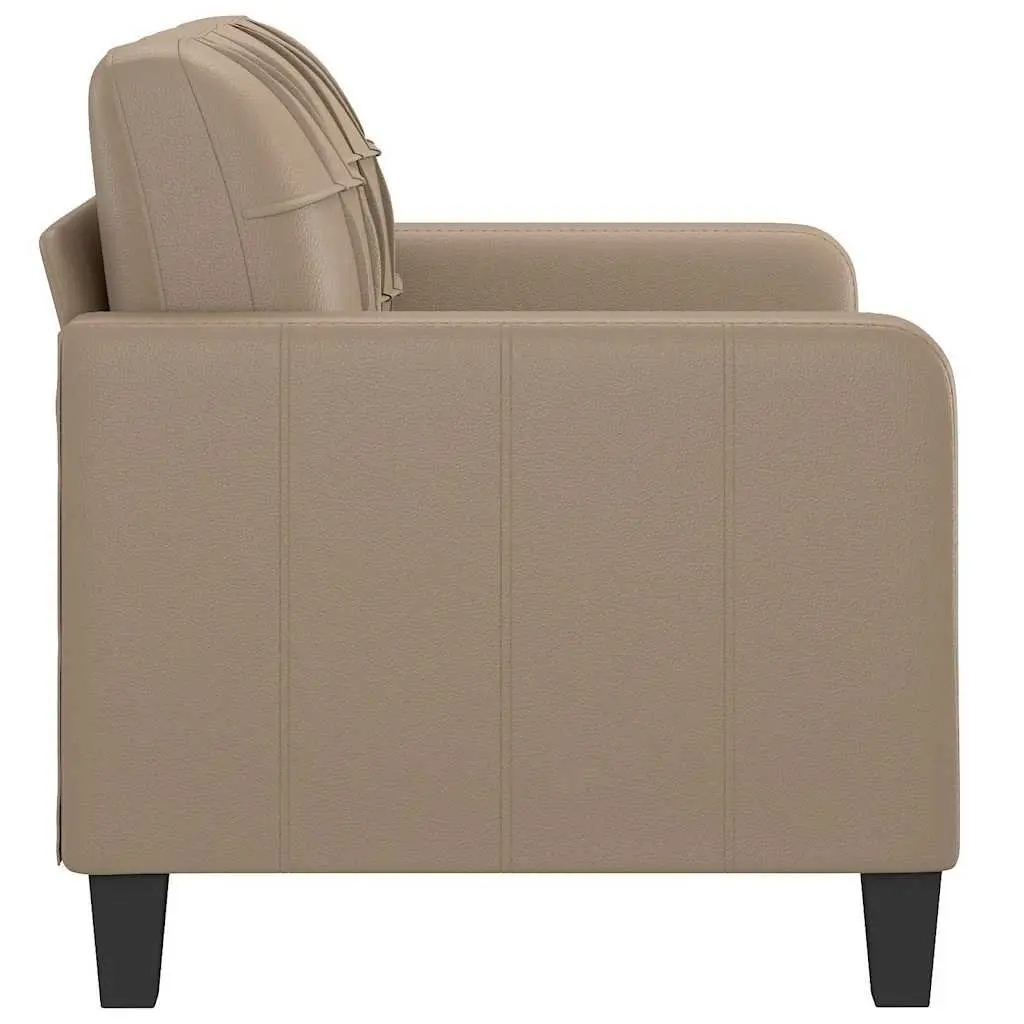 2-Seater Sofa Brown Faux Leather 120cm Metal Frame Modern Lounge Couch