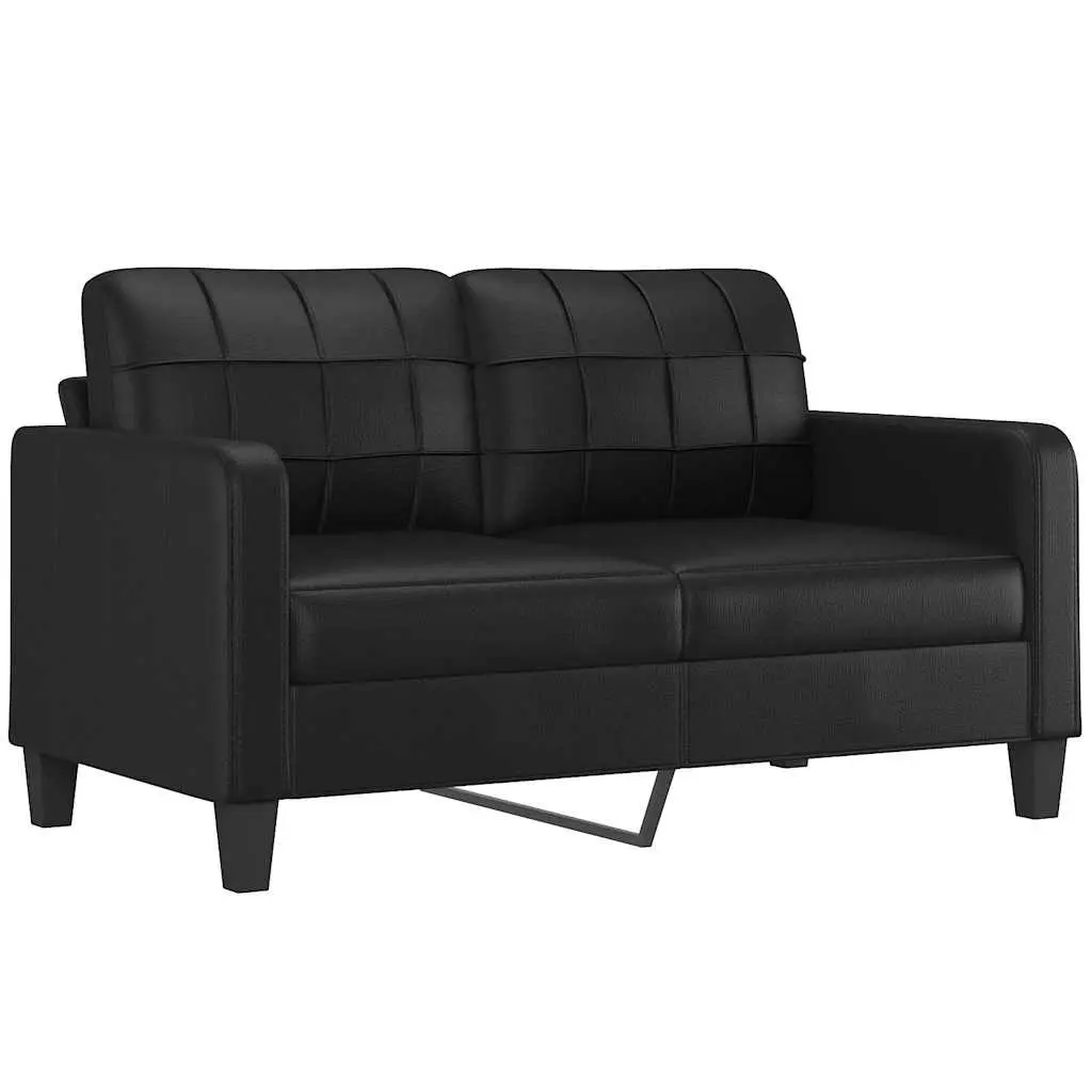 2-Seater Sofa Black 140cm Modern Faux Leather Couch