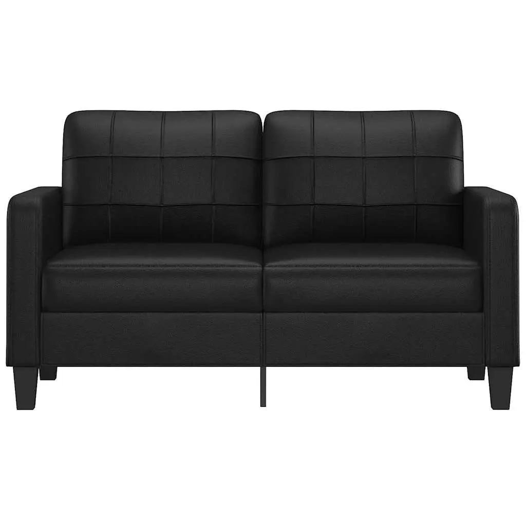 2-Seater Sofa Black 140cm Modern Faux Leather Couch