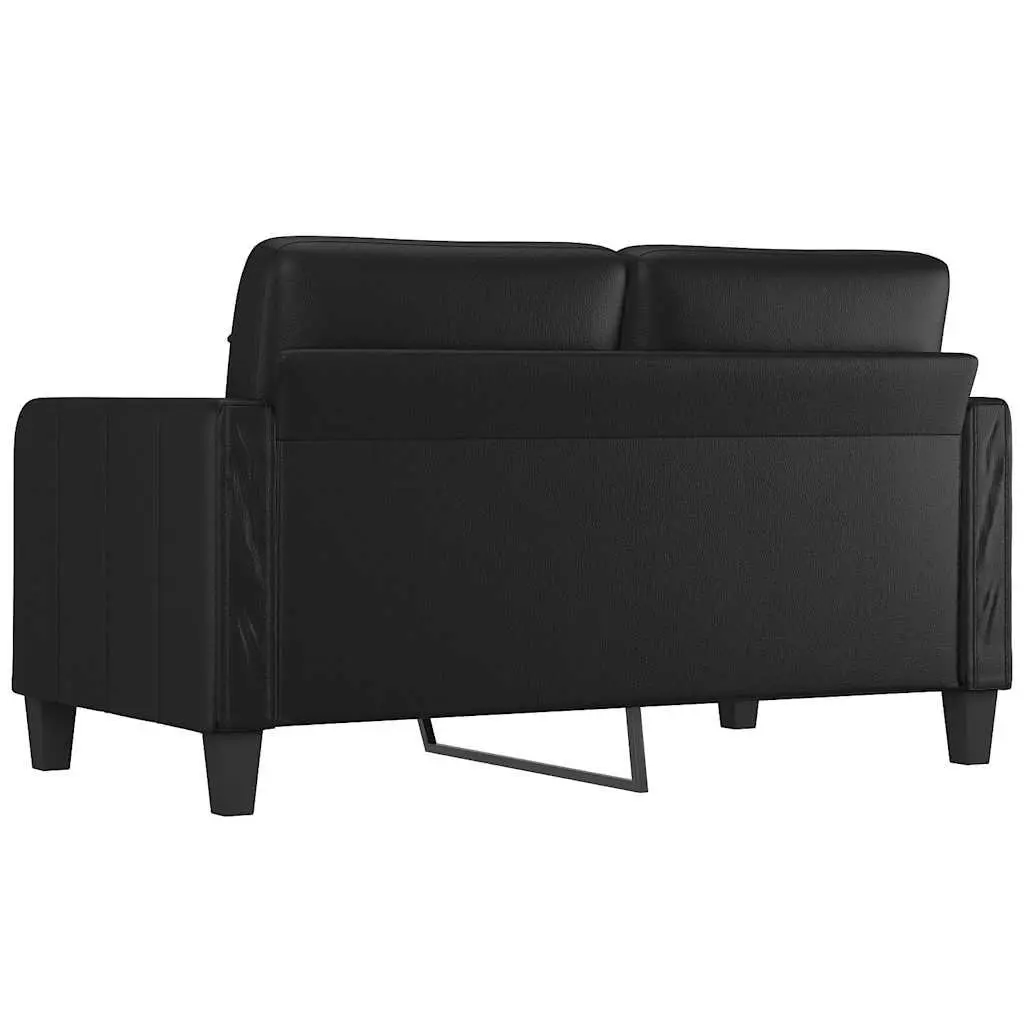 2-Seater Sofa Black 140cm Modern Faux Leather Couch