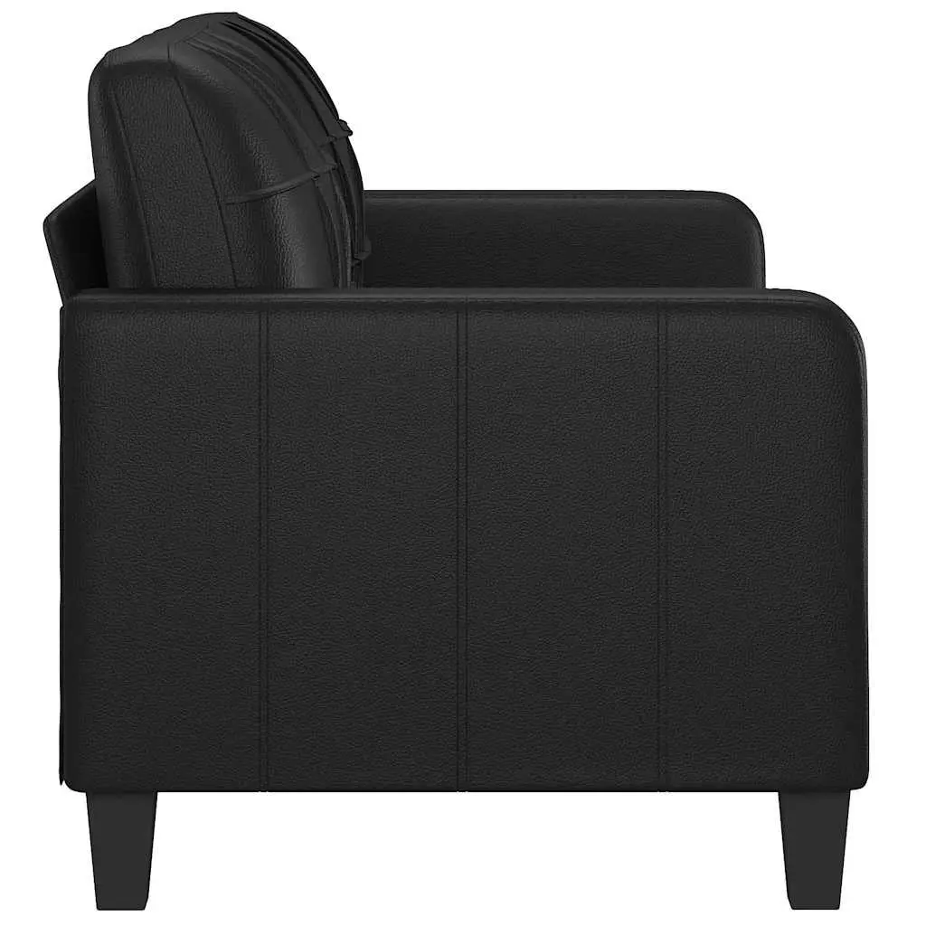 2-Seater Sofa Black 140cm Modern Faux Leather Couch